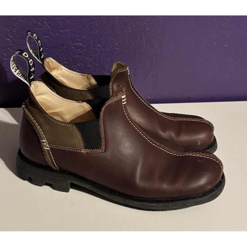 JOHN FLUEVOG D.D.F.T. Nature Angels Manship Slip Brown Leather Boots 10.5 Shoes